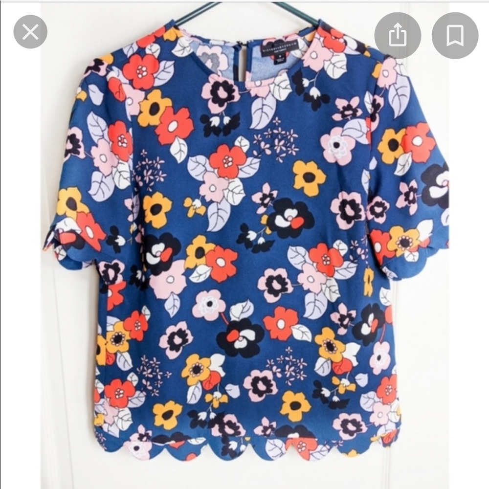 Victoria Beckham blue oral print shirt